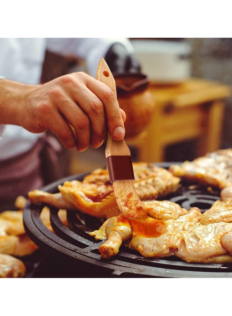 SYOSI فرشاة بمقبض خشبي، فرشاة SYOSI لزيت الفرشاة أداة الخبز، فرشاة بمقابض خشبية من خشب الزان فرشاة زيت الطهي للزبدة صلصة الشواء أدوات المطبخ للطهي 4 قطع - Image 4