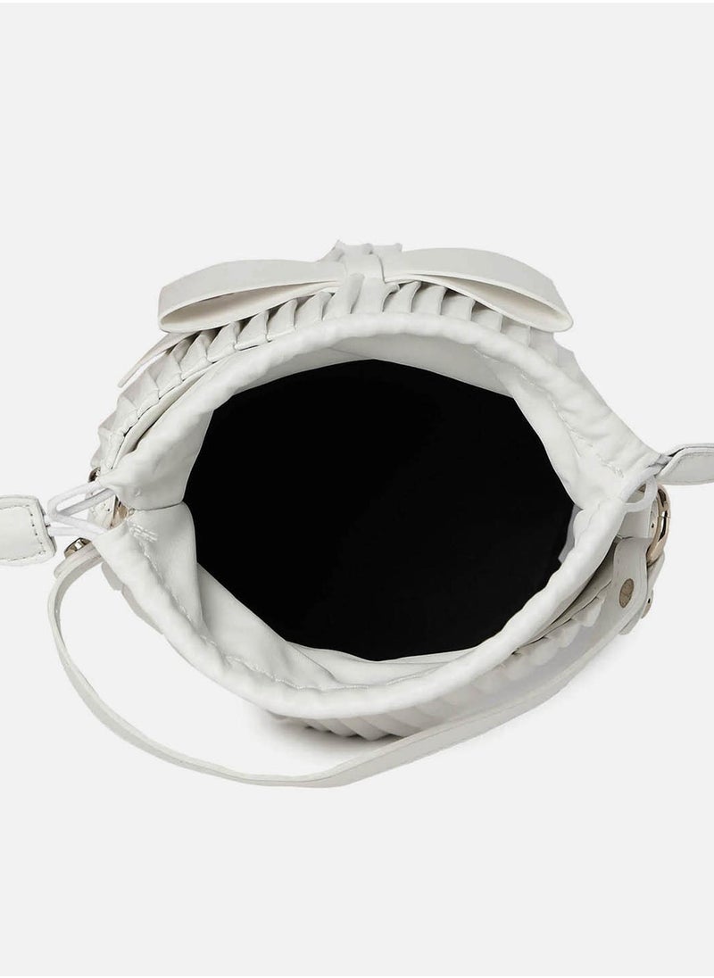 Haute Sauce - Gathered White Bucket Bag - Image 1