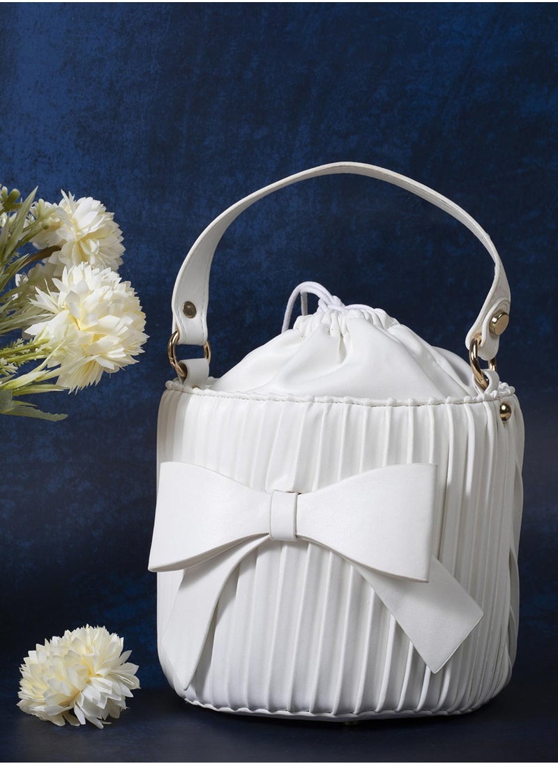 Haute Sauce - Gathered White Bucket Bag - Image 1