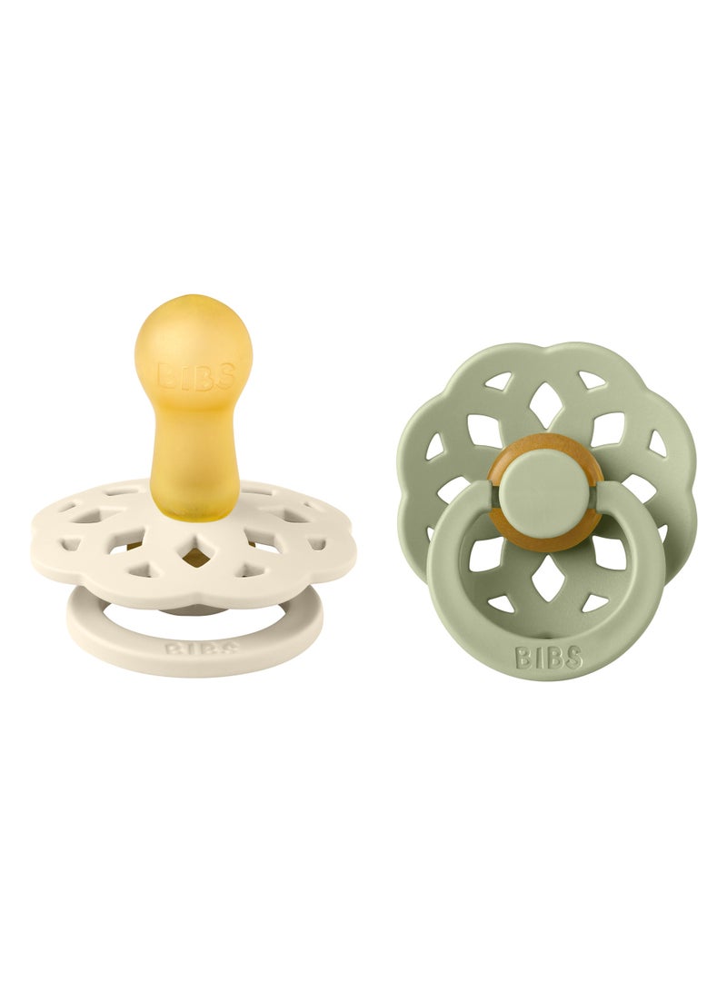 BIBS Pacifier Boheme 2 PACK Latex Size 2 Ivory/Sage - Image 2