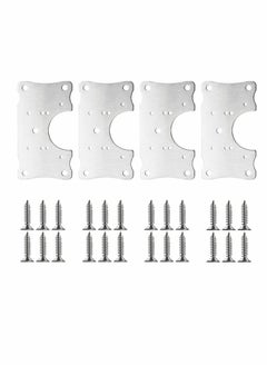 Generic Cabinet Hinge Repair Plate, Stainless Steel Kits with Mounting Screws Wooden for Protecting Furniture and Kitchen Cabinet(4 Half Hole)  - Image 1