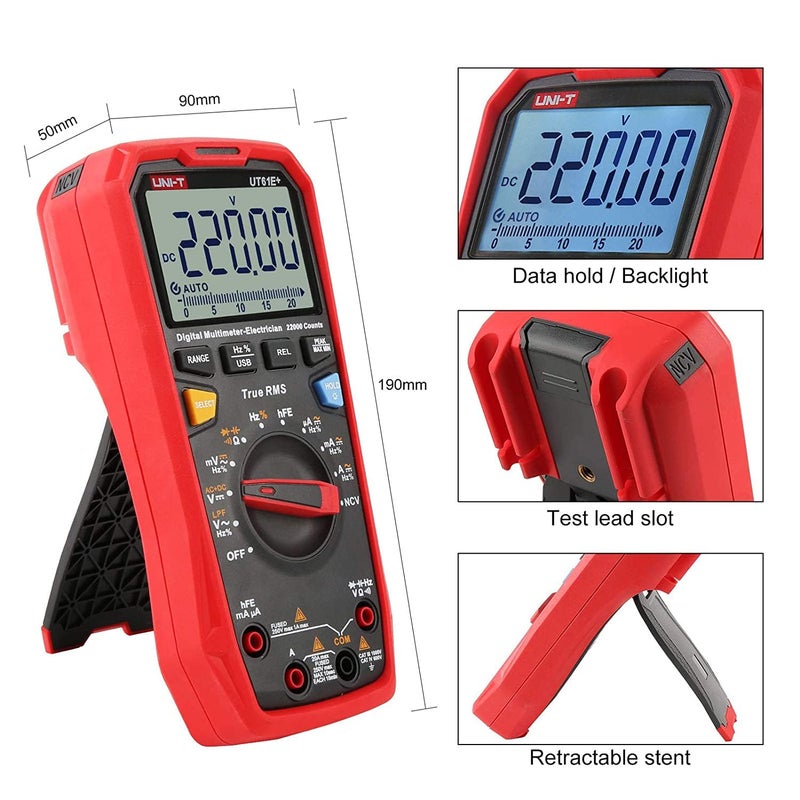 UNI-T UT61E+ Digital Multimeter with Auto Range, True RMS, and NCV Testing - Image 3