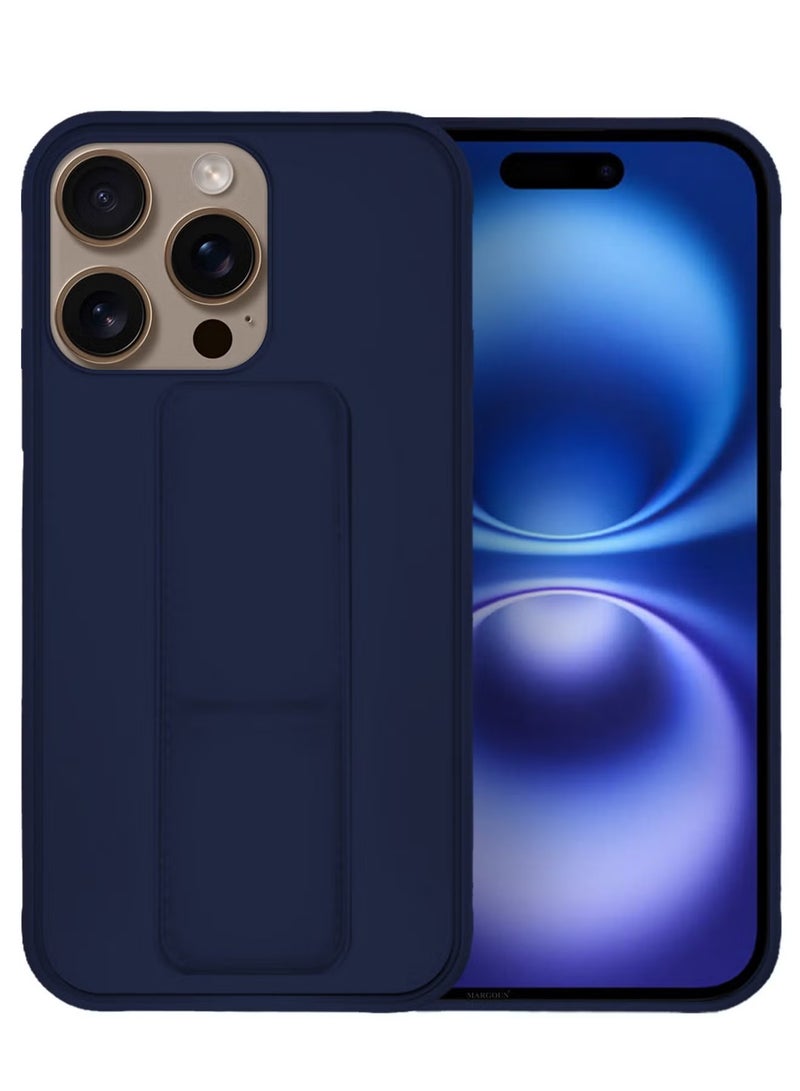 ELTRAZONE 3-Pack Premium PU Leather Case & Screen Protectors for iPhone 16 Pro Max – Shockproof, Anti-Scratch, Stand Function, Finger Grip Case Cover (Blue) - Image 2