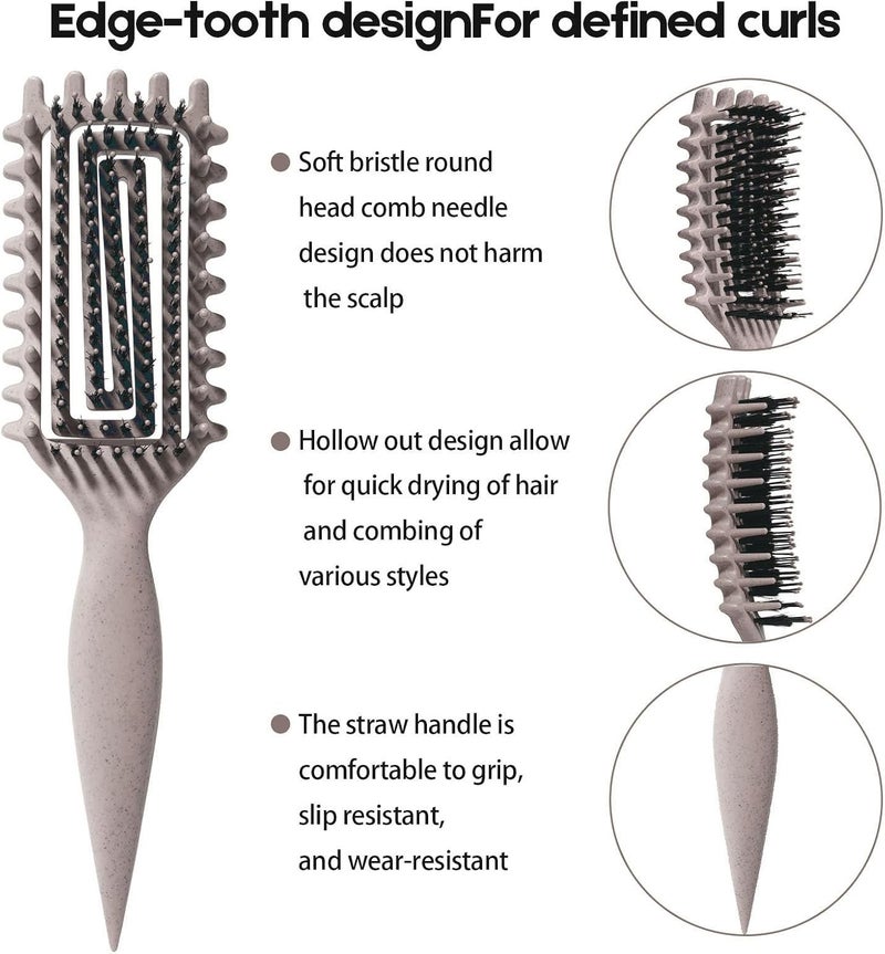 MMBVSZ Curly Hair Brush Candybrush Curl Defining Brush for Detangling Shaping and Defining Curls for Women, Men, Wet & Dry Hair (Black Beige) - Image 2