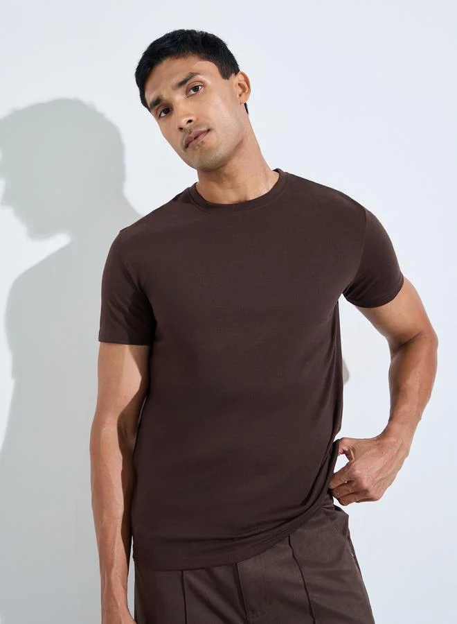 Styli Men Regular Fit Cotton Rich Jersey T-Shirt