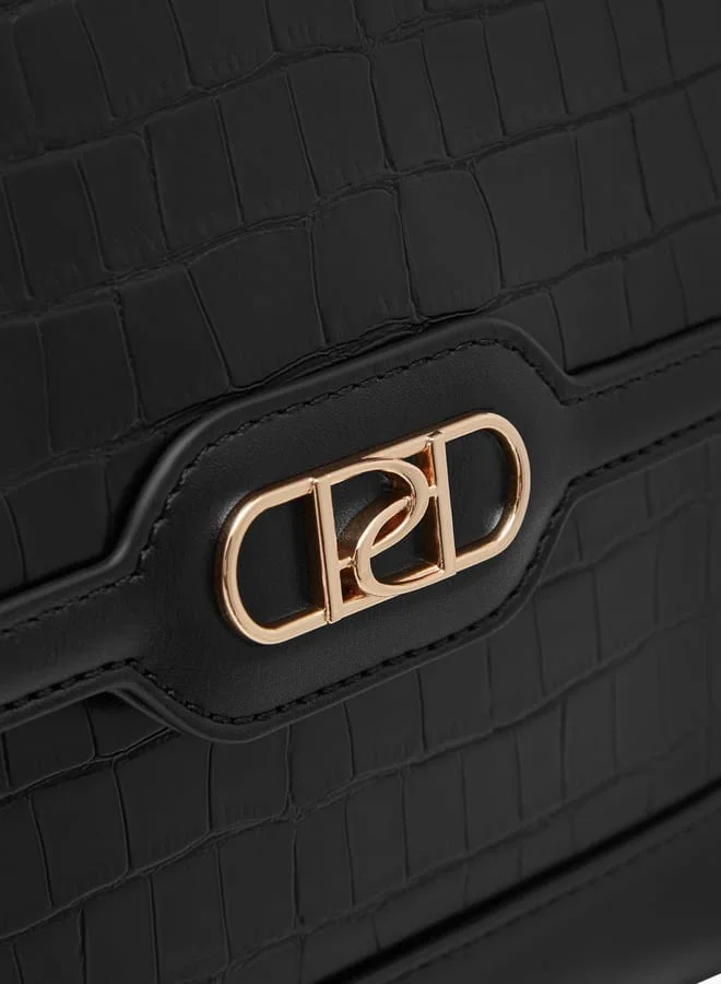 بابريكا Women's Textured Satchel Bag with Detachable Strap and Flap Closure
