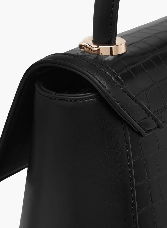 بابريكا Women's Textured Satchel Bag with Detachable Strap and Flap Closure