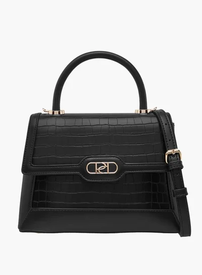 بابريكا Women's Textured Satchel Bag with Detachable Strap and Flap Closure