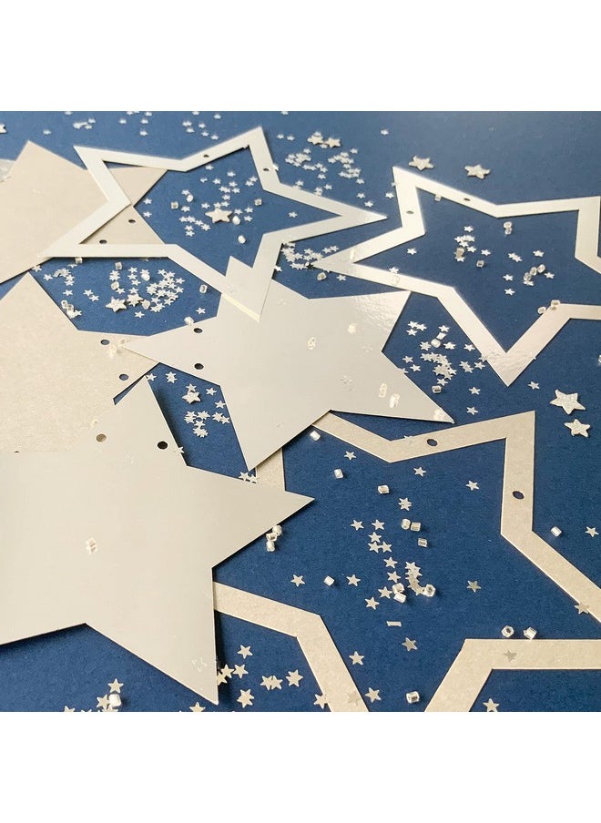 Pinfliers Pinfliers Twinkle Twinkle Little Star Theme Paper Star Bunting, 16 pieces, 2 shade of silver, 66 inches in length  - Image 5