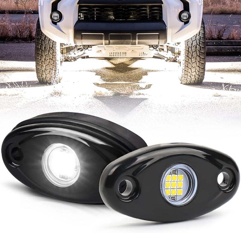 POVTOR أضواء الصخور LED البيضاء، مجموعة أضواء الصخور LED تحت الجسم POVTOR 2 Pods المضادة للماء IP68 المتوافقة مع الشاحنات والبيك أب والسيارات وعربات ATV و UTV و SUV والدراجات النارية والقوارب - Image 1