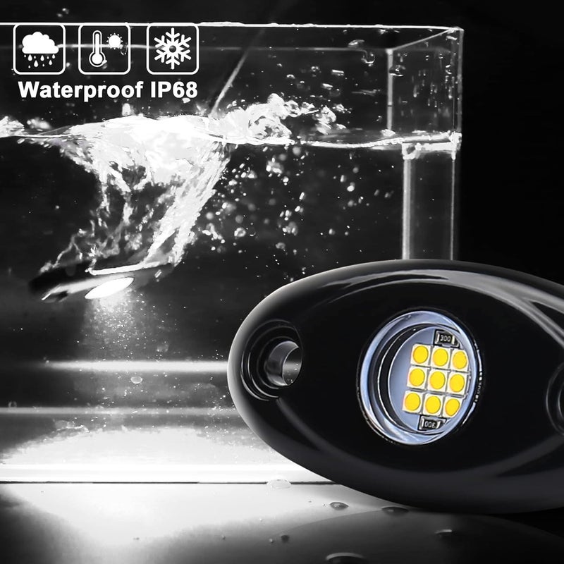 POVTOR أضواء الصخور LED البيضاء، مجموعة أضواء الصخور LED تحت الجسم POVTOR 2 Pods المضادة للماء IP68 المتوافقة مع الشاحنات والبيك أب والسيارات وعربات ATV و UTV و SUV والدراجات النارية والقوارب - Image 2