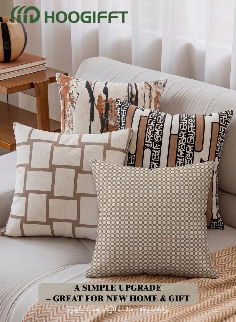 هوغيفت أغطية وسادة مجموعة من 4 ، رمي غطاء وسادة ، الطراز الحديث وسادة يغطي 45 سنتيمتر x 45 سنتيمتر ، ل غرفة المعيشة أريكة الأريكة السرير وسادات 18 × 18 بوصة (نمط مزدوج الوجهين) - Image 4