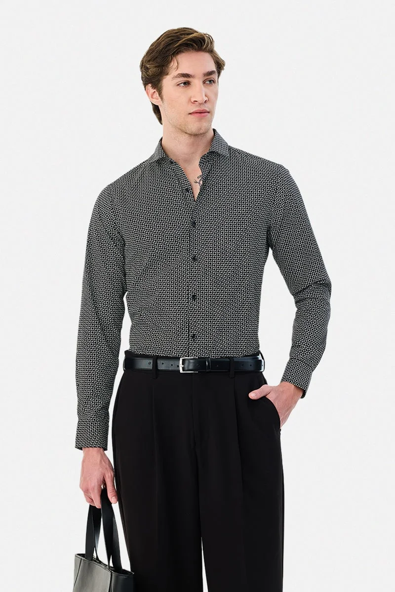 SNITCH Slim Fit Geometric Shirt