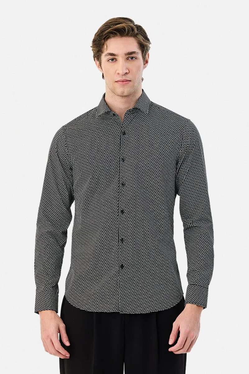 SNITCH Slim Fit Geometric Shirt