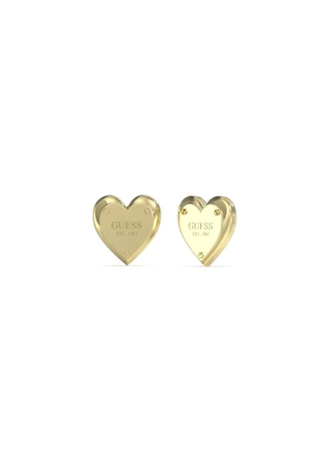 جس Heart Lock Stud Earrings