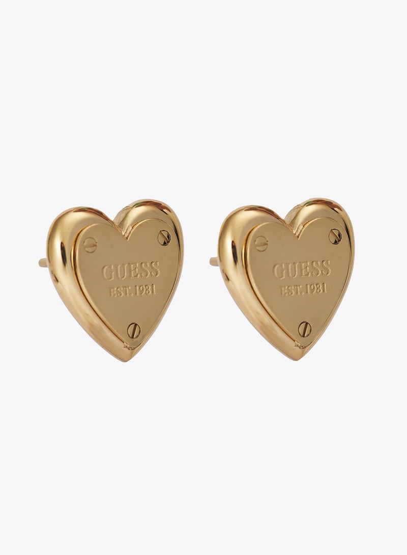 GUESS Heart Lock Stud Earrings - Image 1