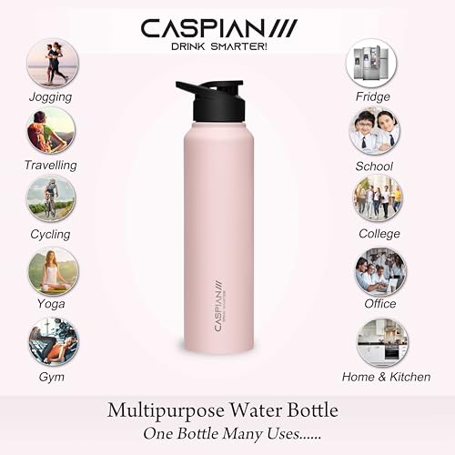 CASPIAN /// HIke ISI Certified Stainless Steel Water Bottle 1 ltr. (Pink, 1 Litre) | Leak Proof Sipper for Fridge Home Office Travel School Kids Boys Girls Adults Sports Gym Yoga Gift|BPA Free - Image 5