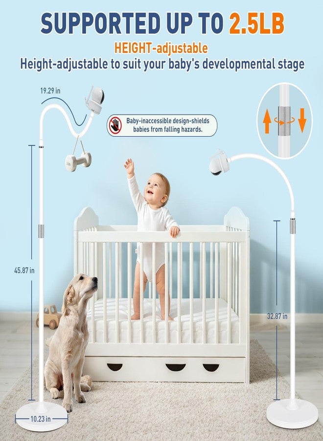 TNNOP Telescopic Height Adjustable Baby Monitor Floor Stand, No Drill Baby Camera Stand Compatible with HelloBaby Infant Optics VTech Motorola,Heavy Duty Carbon Steel Base for Crib, Nursery, Play Area - Image 2