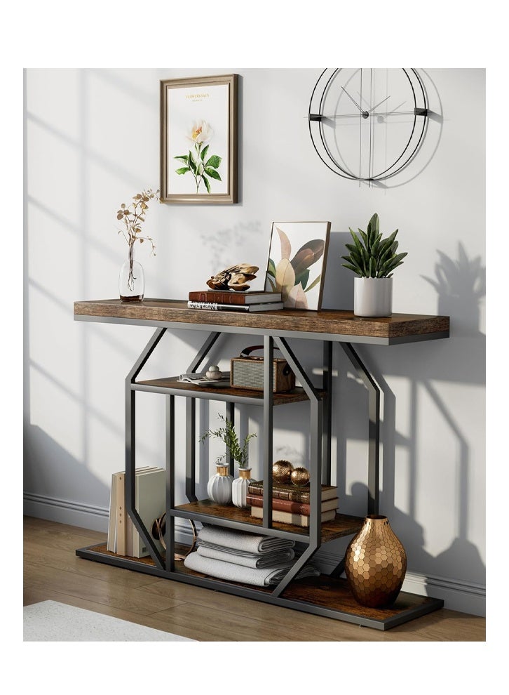 keke Side Table Wood Narrow Sideboard with Multiple Shelves Narrow Sofa Table for Home Living Room - Image 2