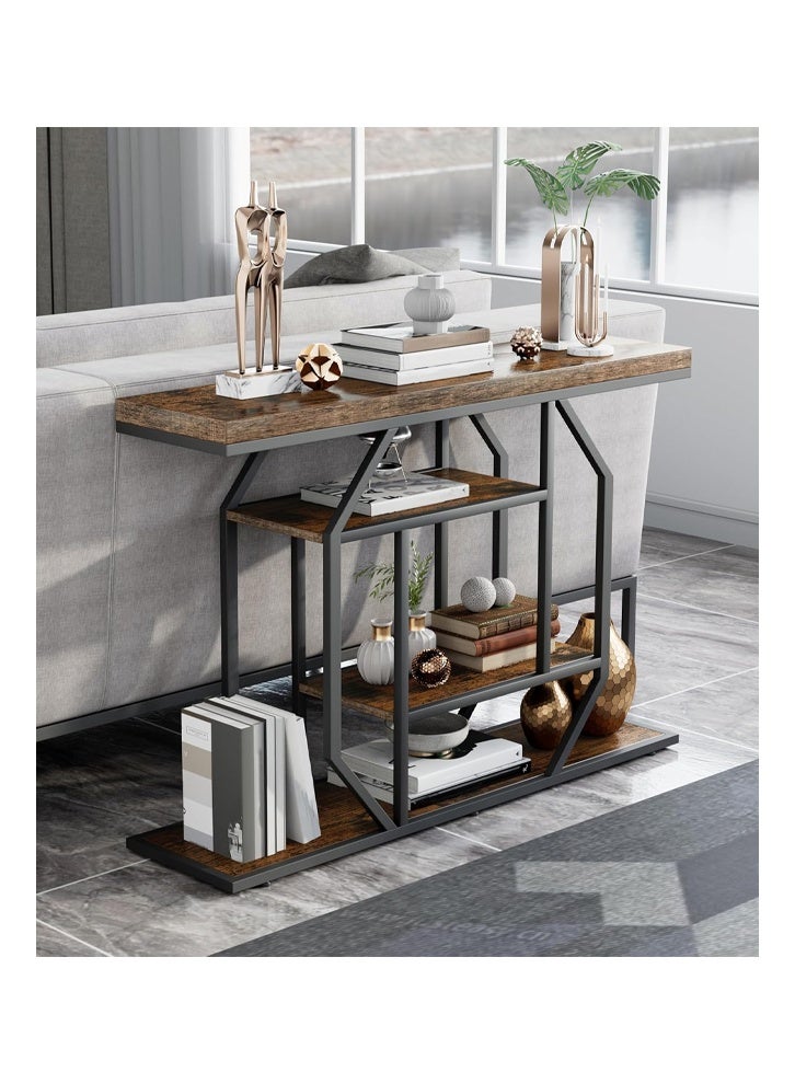 keke Side Table Wood Narrow Sideboard with Multiple Shelves Narrow Sofa Table for Home Living Room - Image 4