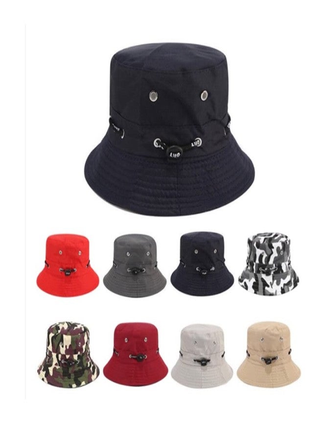 V3E Men's & Women's Summer Bucket Hat - Short Brim Cotton Boonie Hat for Hiking, Fishing, Outdoor Activities-(Red & Black)-(Pack of 02) - Image 5