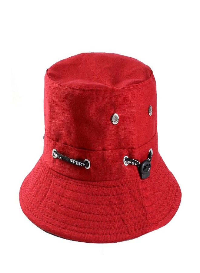 V3E Men's & Women's Summer Bucket Hat - Short Brim Cotton Boonie Hat for Hiking, Fishing, Outdoor Activities-(Red & Black)-(Pack of 02) - Image 2