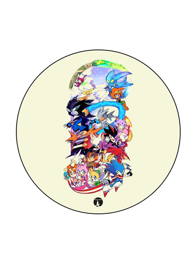 RKN Video Game Sonic Printed Mouse Pad Round  Multicolour
