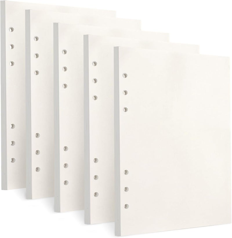 Toplive A5 Refill Paper [5 Pack], 100GSM Thick 6 Hole Loose Leaf - 225 Sheets (450 Pages), Blank Refillable Filler Inserts for 6 Ring Binder/Journal/Notebook - Perfect for Sketching & Creative Notes - Image 1