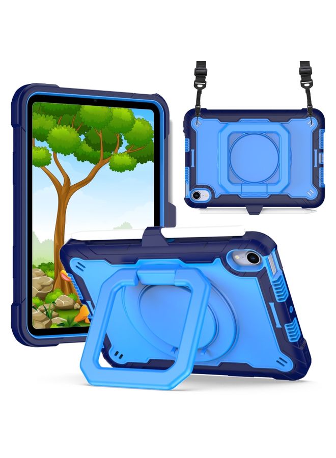 HuHa Case Cover For iPad mini 6 Silicone + PC Bracelet Holder Tablet Case Navy Blue + Blue 