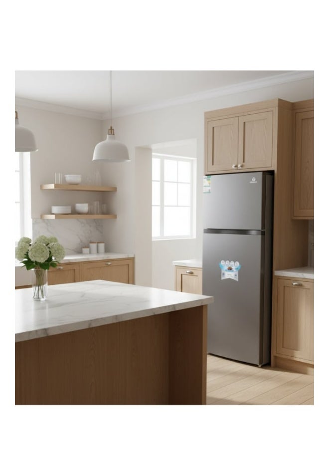 بروماتيك ثلاجة بروماتيك بابين سعة 14 قدم (396 لتر) لون سلفر موديل NNR-450L — تبريد وتجميد منفصل، استهلاك اقتصادي للطاقة، تصميم عصري للمطابخ والمكاتب - Image 4