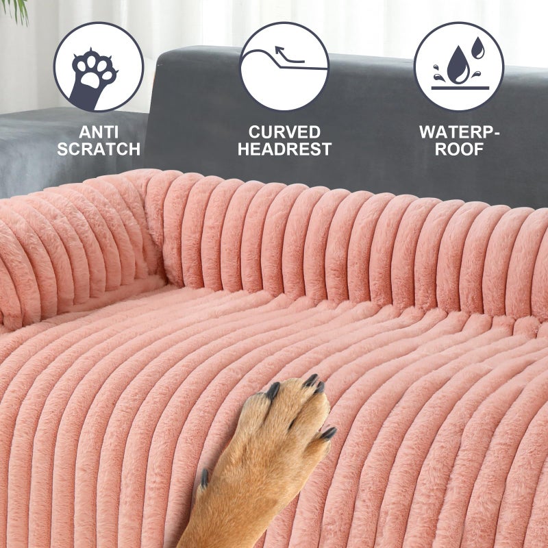 Wn's Day Luxurious Dog Couch Bed, Washable Calming Dog Couch Cover, Removable Couch Protector for Dogs, Waterproof Sofa Bed, Pet Bed Mats for Couch, Pet Couch Covers for Sofa(Pink, XL) - Image 4