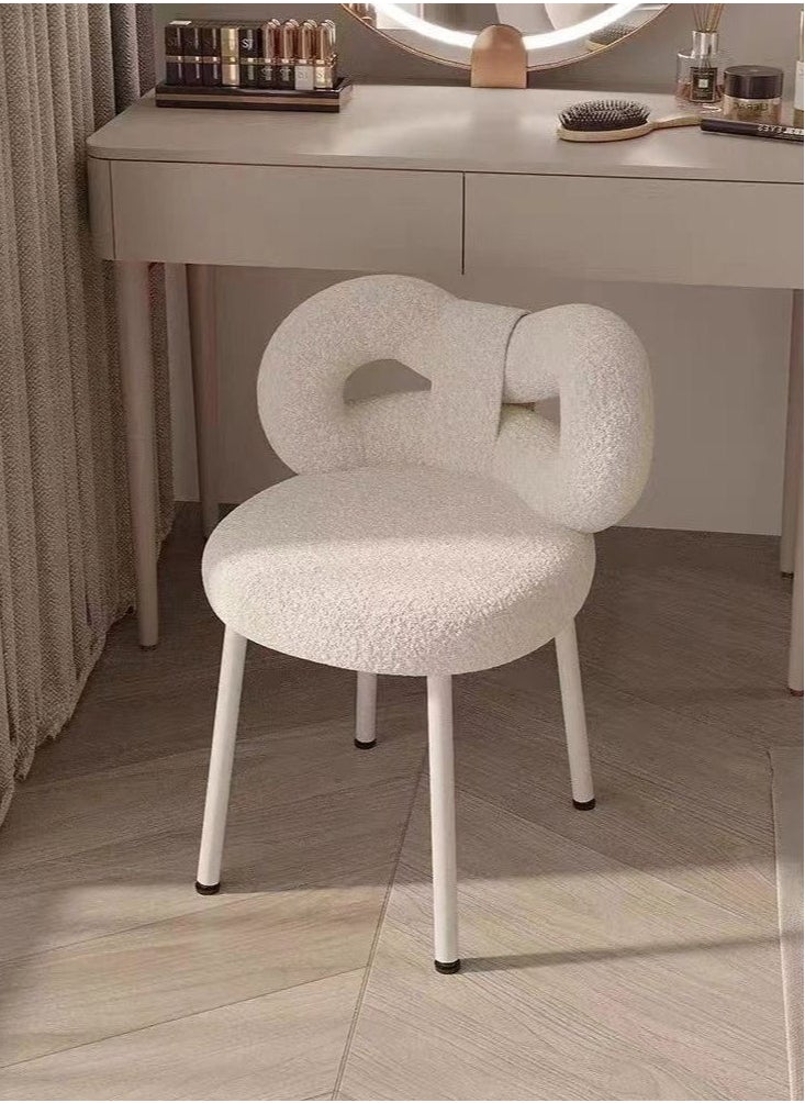 C&C Home Modern Minimalist Design Single Sofa Comfy Fluffy Vanity Chair Elegant Makeup Desk Chairs Bowknot Shape Backrest Dinning Chair with Padded Legs for Bedroom Living Room 36x36x67 cm  - Image 2