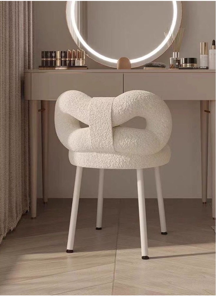 C&C Home Modern Minimalist Design Single Sofa Comfy Fluffy Vanity Chair Elegant Makeup Desk Chairs Bowknot Shape Backrest Dinning Chair with Padded Legs for Bedroom Living Room 36x36x67 cm  - Image 3