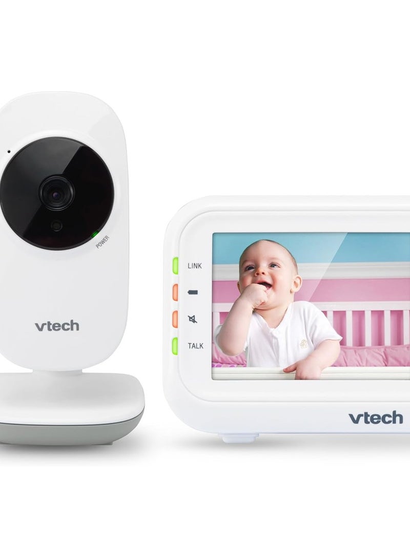 VTech Video Baby Monitor with 1000ft Long Range, Auto Night Vision, 2.8” Screen, 2-Way Audio Talk, Temperature Sensor, Power Saving Mode, Lullabies and Wall-mountable Camera with bracket, White - Image 1