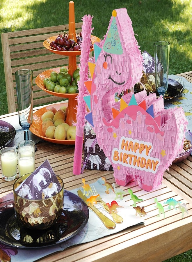 VinTS Pink Dinosaur Pinata with a Blindfold and Bat, Perfect for Birthday Parties, Animal Theme Parties, Decorations - Image 5