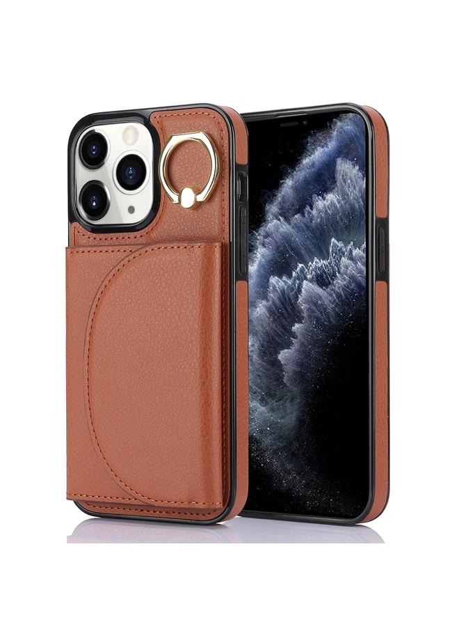 اس-توب جراب هاتف iPhone 11 Pro YM007 مزود بحلقة وحقيبة بطاقات وملمس جلدي - Image 1