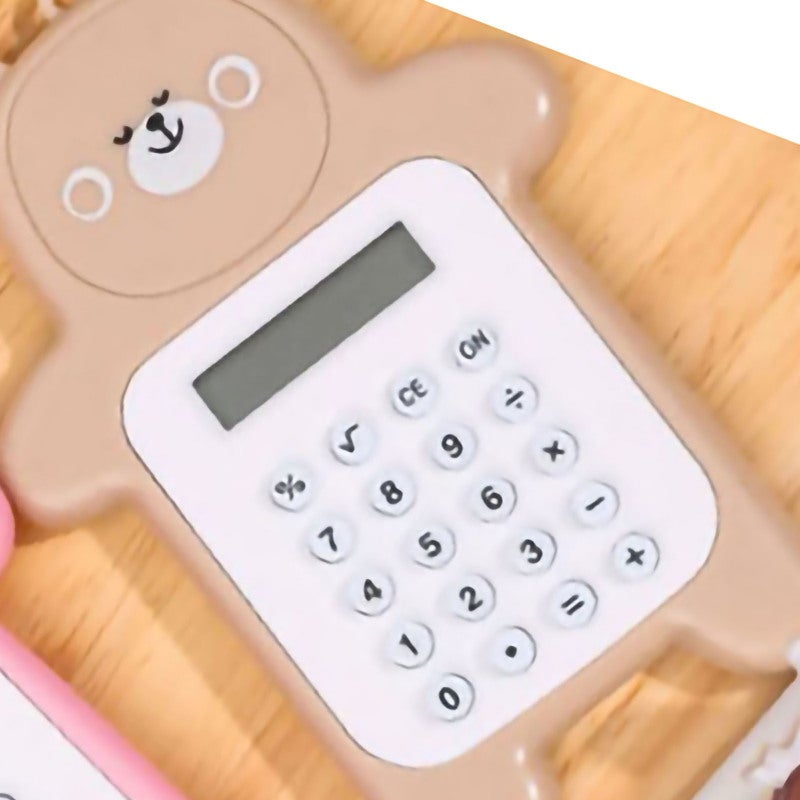 Cute Bear Calculator: 8 Digit Mini Size - Portable Pocket Design Rubber Buttons Rounded Edges for Kids Students School Supplies - Image 2