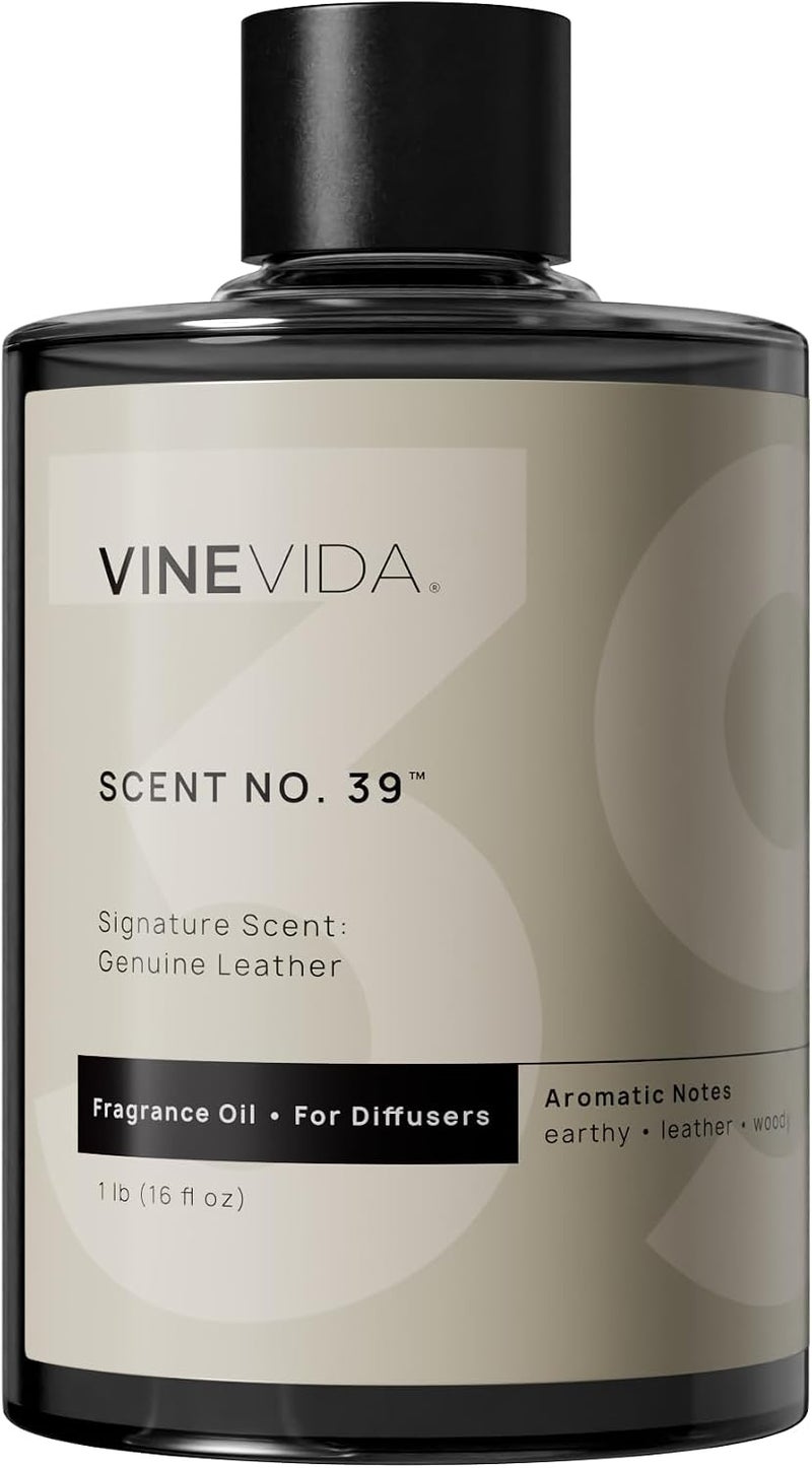 VINEVIDA Genuine Leather Fragrance Oil for Cold Air Diffusers, Essential Oils for Diffuser Oil Refill & Air Freshener Room Spray - 16 Fl Oz - Image 1