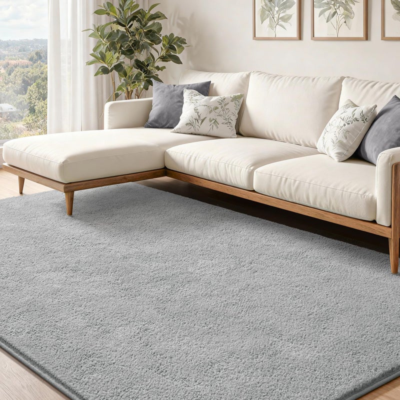 Keeko 4x6 Grey Area Rugs for Bedroom, Soft Modern Living Room Rug Indoor Non Slip Low Pile Washable Rug Fluffy Fuzzy Memory Foam Carpets Throw Rugs for Kids Nursery Classroom Dorm Room Decor - Image 5