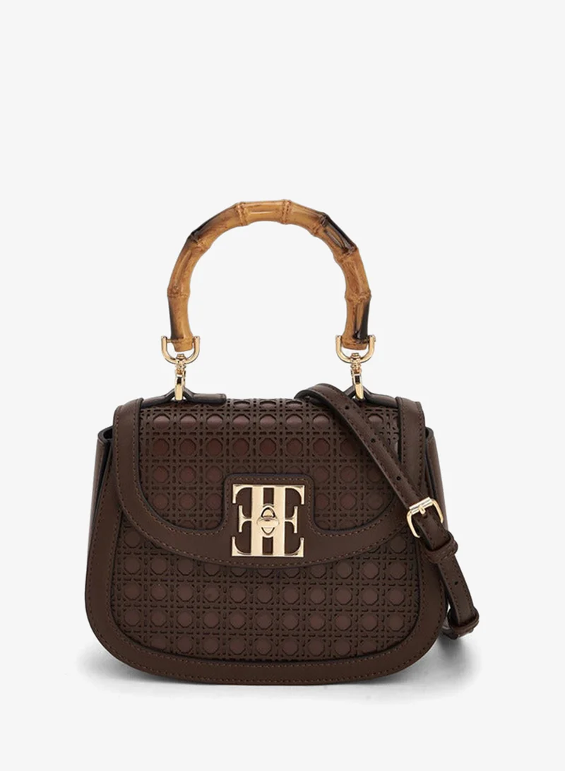 ايل Textured Crossbody Bag With Detachable Strap