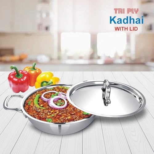 Human Hydro Triply Stainless Steel Kadai (24CM/2.8L) with Lid | 3-Layer Steel–Aluminium–Steel | Induction & Gas Compatible | Easy to Clean | Heavy-Duty for Frying & Curries - Image 4