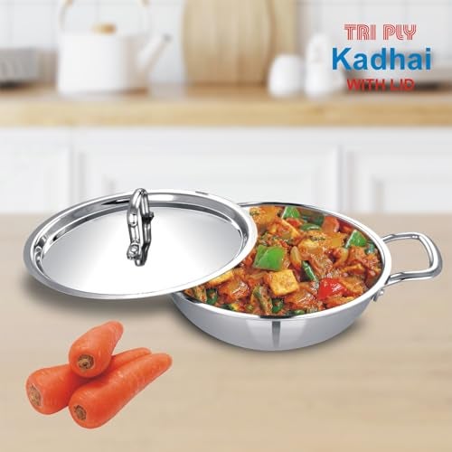 Human Hydro Triply Stainless Steel Kadai (24CM/2.8L) with Lid | 3-Layer Steel–Aluminium–Steel | Induction & Gas Compatible | Easy to Clean | Heavy-Duty for Frying & Curries - Image 5