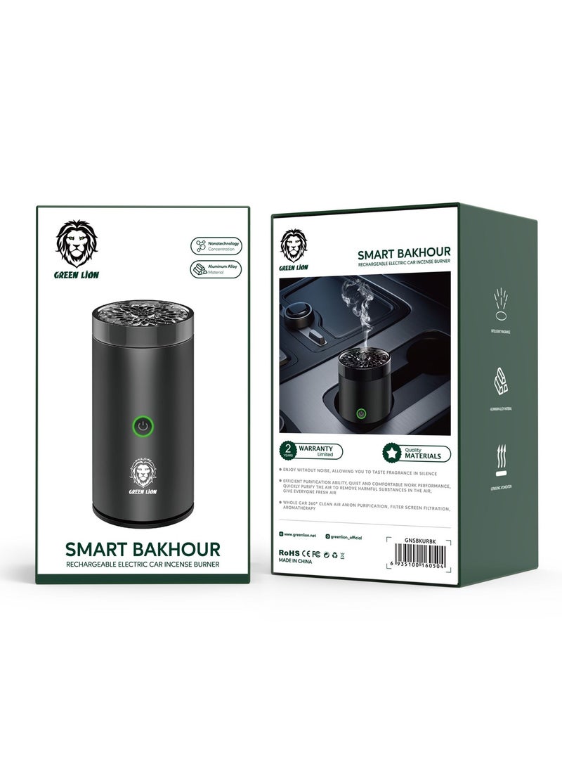 GREEN LION Smart Mini Bakhour Rechargeable Electric Car Incense Burner | Aroma Diffuser Portable Bakhour Oud USB Type  Fragrance Air Freshener for Car & Home - Black - Image 3