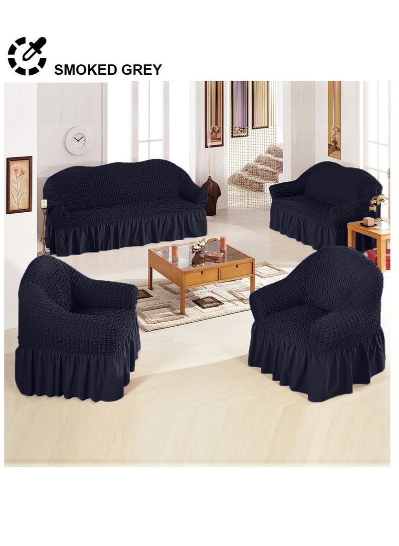EVORY HOME Sofa Cover 4-Pieces Set of 7-Seater (3+2+1+1) Super Stretchable Anti-Wrinkle Slip Resistant Furniture Protector  - Image 1