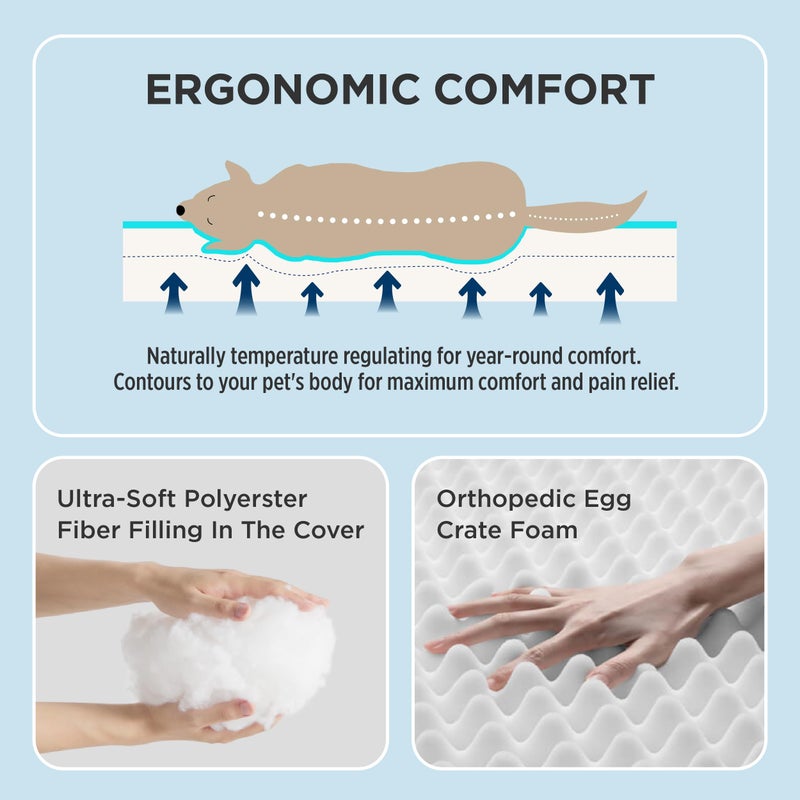 Bedsure Cooling Dog Bed for Crate - Large Comfy Flat Puppy Beds with Removable Washable Cover, Orthopedic Egg Crate Foam Pet Mat, Suitable for Pet Up to 50 lbs - Image 4
