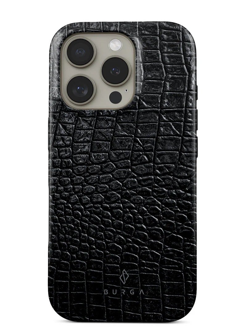 BURGA iPhone 16 Pro Case, 2 Piece  texture + Hard Shell + TPU Interior, Shock Absorption, All Port Accessible, Raised Bezel For Screen & Camera Protection, Never Fading HQ Print, Reaper's Touch Black - Image 1