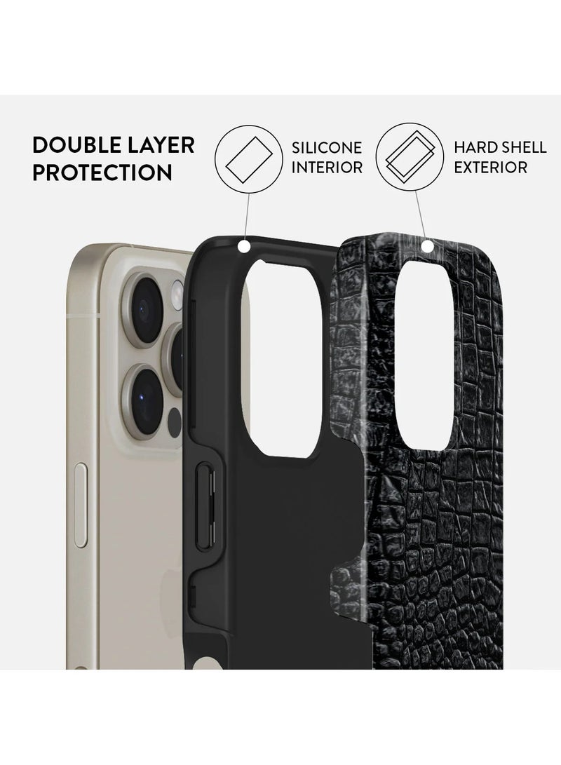 BURGA iPhone 16 Pro Case, 2 Piece  texture + Hard Shell + TPU Interior, Shock Absorption, All Port Accessible, Raised Bezel For Screen & Camera Protection, Never Fading HQ Print, Reaper's Touch Black - Image 2