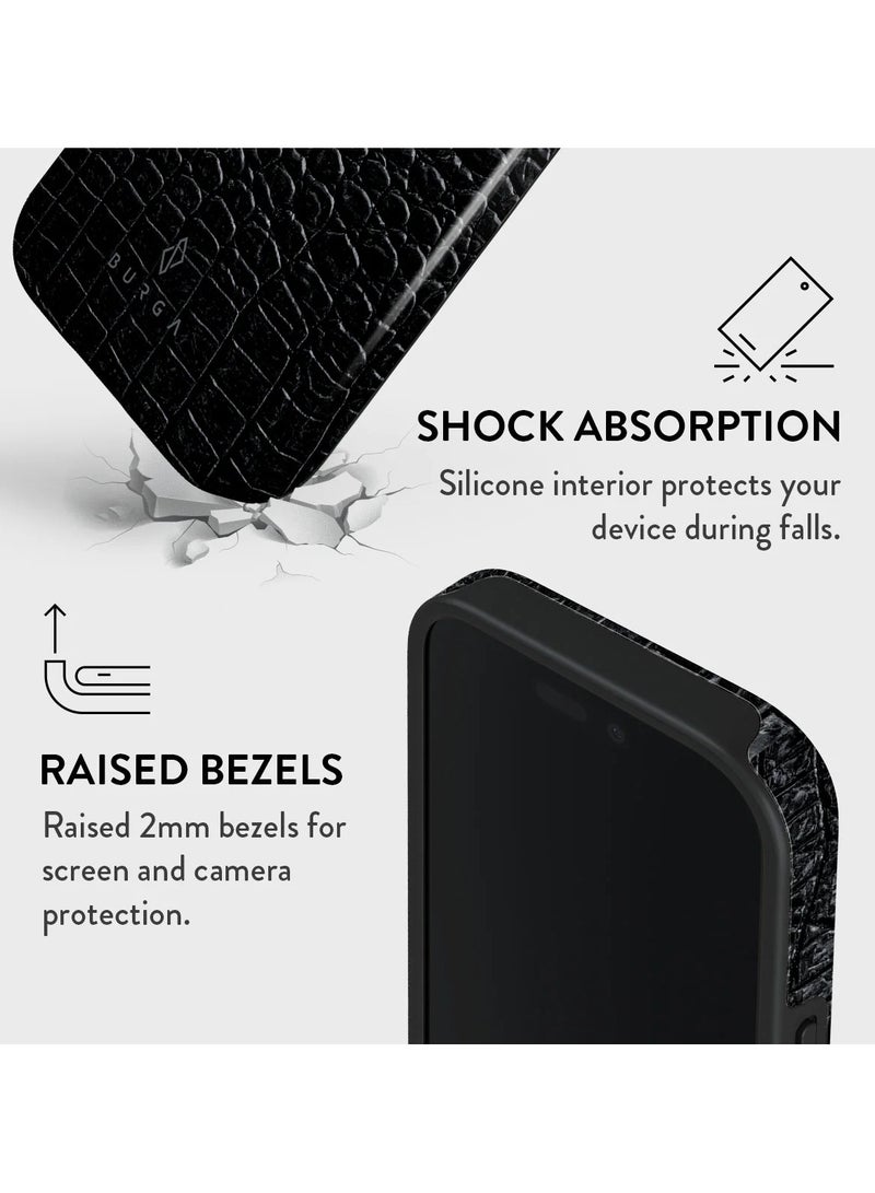BURGA iPhone 16 Pro Case, 2 Piece  texture + Hard Shell + TPU Interior, Shock Absorption, All Port Accessible, Raised Bezel For Screen & Camera Protection, Never Fading HQ Print, Reaper's Touch Black - Image 4