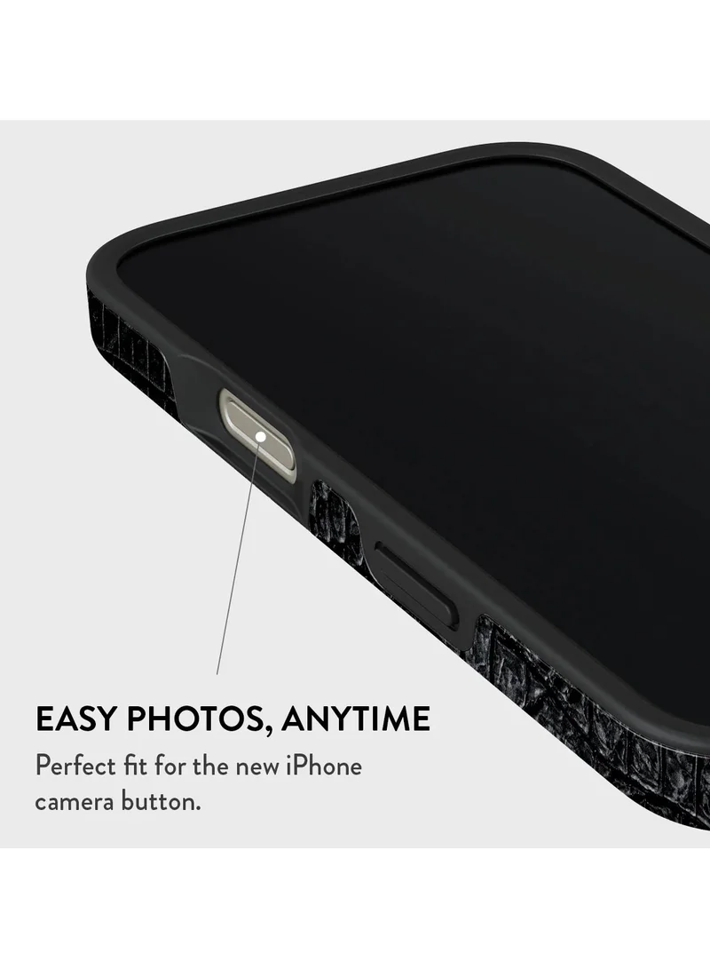 BURGA iPhone 16 Pro Case, 2 Piece  texture + Hard Shell + TPU Interior, Shock Absorption, All Port Accessible, Raised Bezel For Screen & Camera Protection, Never Fading HQ Print, Reaper's Touch Black