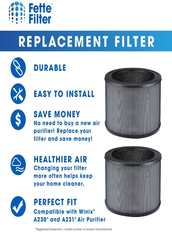 فيتي فلتر فلتر فيت - فلتران بديلان ممتازان من نوع True Hepa H13، مقاس O، متوافقان مع جهاز تنقية الهواء Winix طراز A230 وA231. قارن برقم القطعة 1712-0110-00 و1712011000. - Image 5